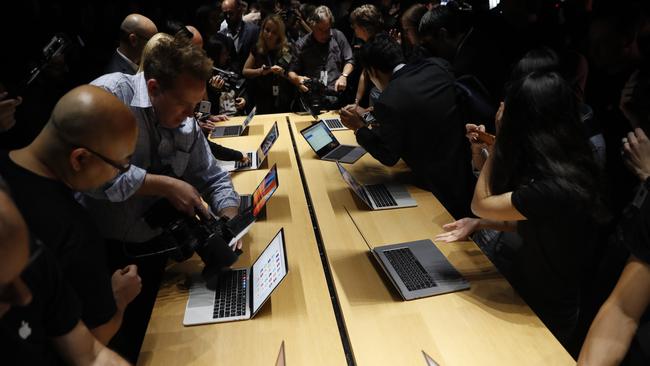 Sales of laptops, including Apple MacBooks, have gone up during the pandemic. Picture: Stephen Lam/Getty Images/AFP