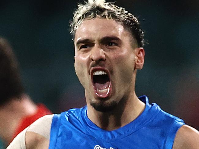 SYDNEY, AUSTRALIA - JULY 18: Izak Rankine of the Suns celebrates a goal during the round 7 AFL match between the  Sydney Swans and the Gold Coast Suns at Sydney Cricket Ground on July 18, 2020 in Sydney, Australia. (Photo by Ryan Pierse/Getty Images)