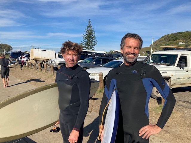 Voya Jovanovic, left, and Rob Klau at Crescent Head. Pic Dan Mills