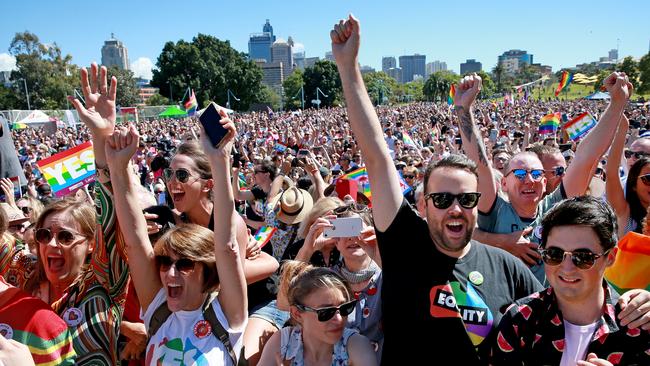 Same-sex marriage supporters have been celebrating across Sydney. Picture: Toby Zerna