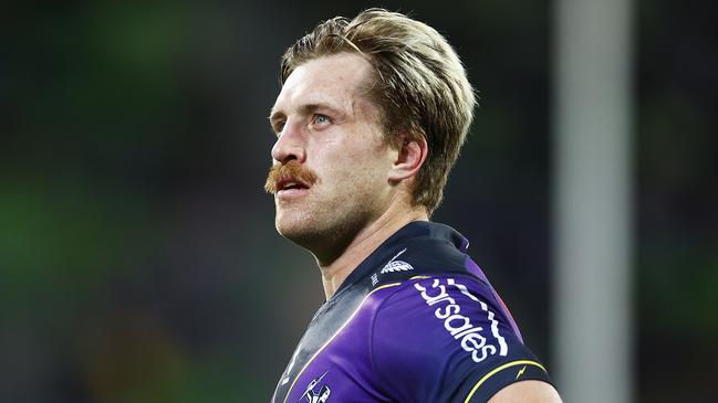 MELBOURNE, AUSTRALIA - SEPTEMBER 10: Cameron Munster of the Storm looks on during the NRL Elimination Final match between the Melbourne Storm and the Canberra Raiders at AAMI Park on September 10, 2022 in Melbourne, Australia. (Photo by Daniel Pockett/Getty Images)