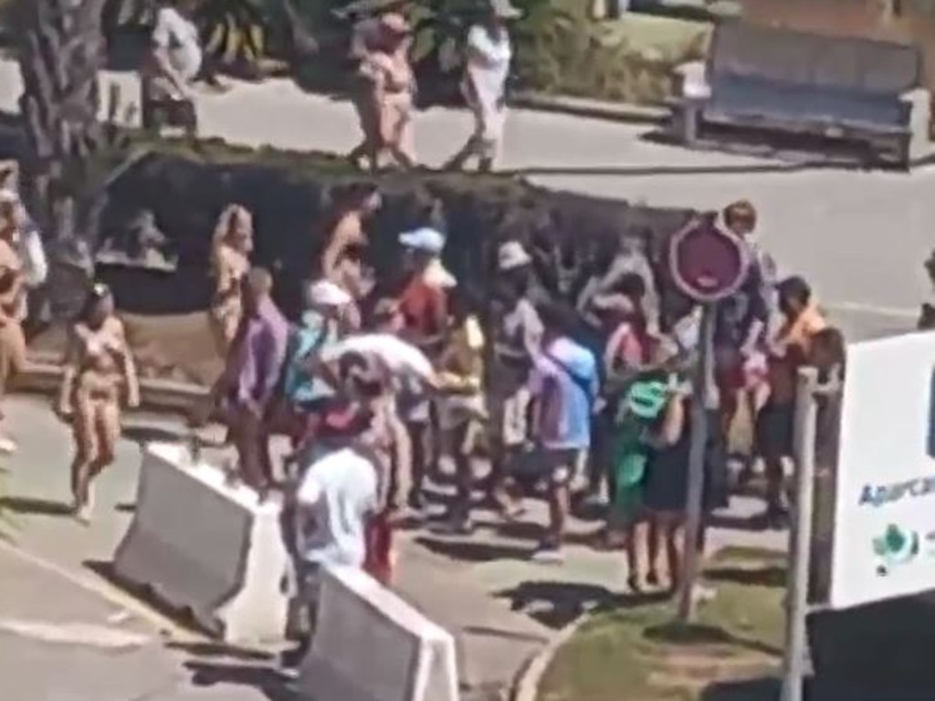 The women don't seem bothered by people's stares
