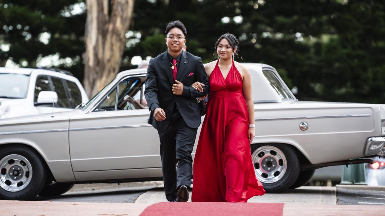 Daryll Quijas and partner Gillian Pamalaran at St Mary's College formal at Picnic Point, Friday, March 24, 2023. Picture: Kevin Farmer