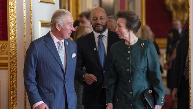 Prince Charles and Princess Anne, Princess Royal attend a reception after presenting the Queen's Anniversary Prizes for higher and further education during a ceremony at St James's Palace. Picture: Getty Images