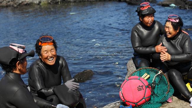 Haenyeo divers on Jeju Island, South Korea.