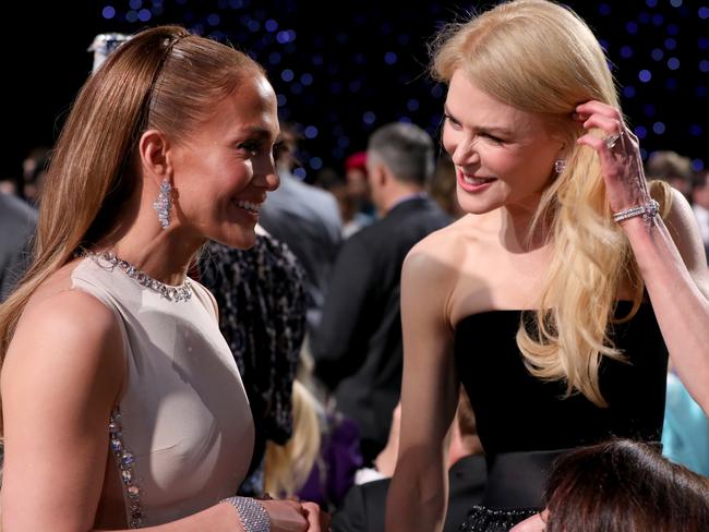 Best dressed club! Jennifer Lopez and Nicole Kidman inside the 25th Annual Critics' Choice Awards at Barker Hangar. Picture: Getty Images