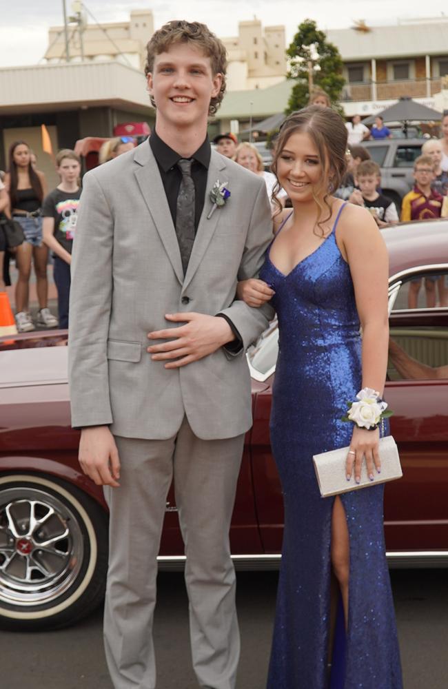 Amity Campbell and Reagon Goschnick arriving at the 2023 Kingaroy State High School formal.