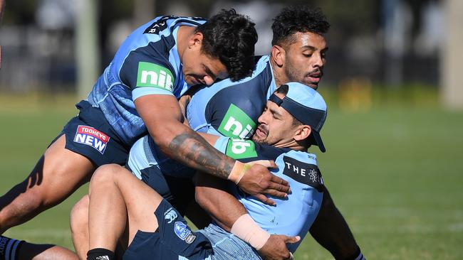 Latrell Mitchell will join his Blues brother. Picture: Dan Himbrechts