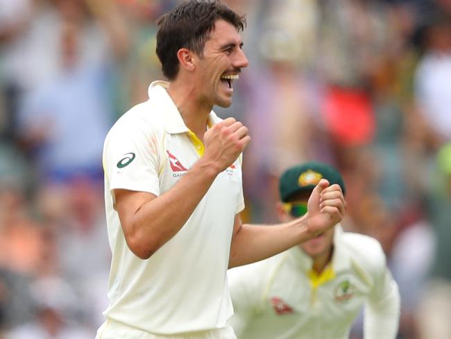 BRISBANE, AUSTRALIA - NOVEMBER 24:  Pat Cummins of Australia celebrates  dismissing Jonny Bairstow of England during day two of the First Test Match of the 2017/18 Ashes Series between Australia and England at The Gabba on November 24, 2017 in Brisbane, Australia.  (Photo by Cameron Spencer/Getty Images)