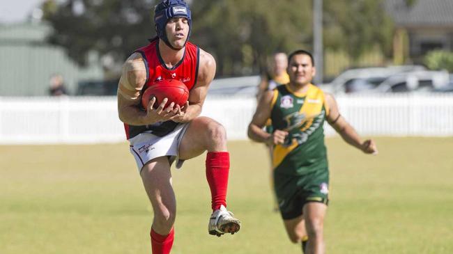 Andrew Bardsley talks a mark for Warwick against Goondiwindi. Picture: Nev Madsen