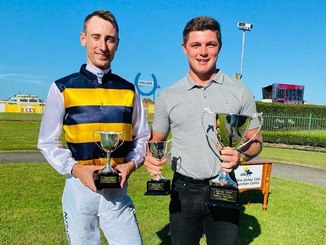 Ballina Cup winning jockey Luke Dittman and representing Matthew Dunn Racing, Toby McIntosh (Credit: Ballina Jockey Club)