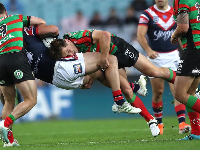 South Sydney’s Cameron Murray is a relentless defender. Picture. Phil Hillyard