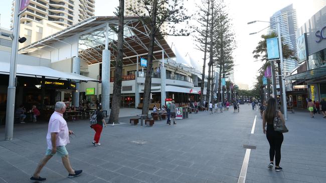 Cavill Mall was relatively empty for a school holiday period, the day before the Commonwealth Games began. Photo: Lyndon Mechielsen