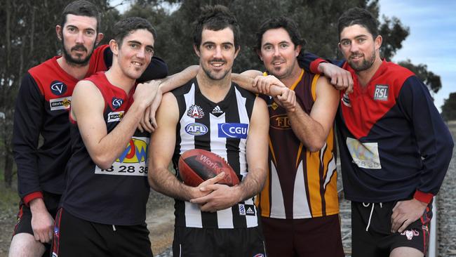 Steele Sidebottom with his brothers (from left) Josh, Ryan, Trent and Tyson.