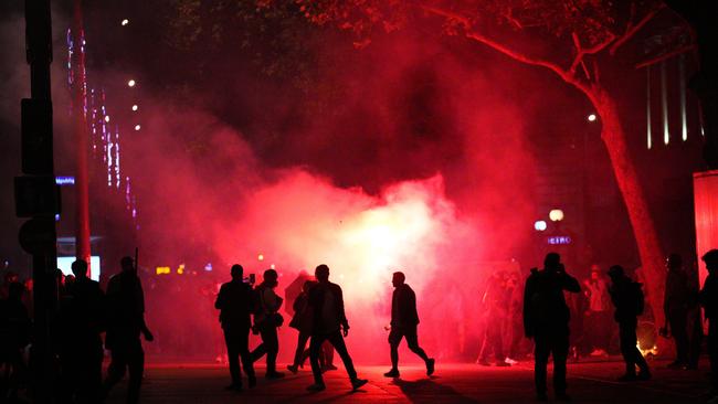 Protests reportedly set off smoke bombs. Picture: Carl Court/Getty