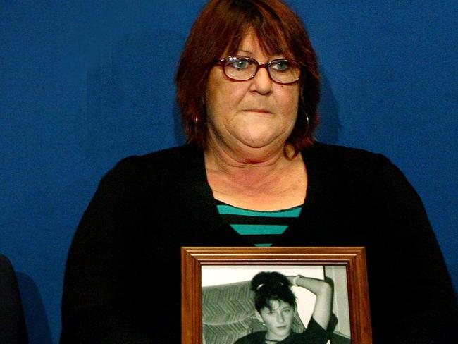 Jenny Bird with a picture of her daughter Prue, aged 13, who disappeared in 1992 and is presumed dead, possibly murdered. Prudence Bird.