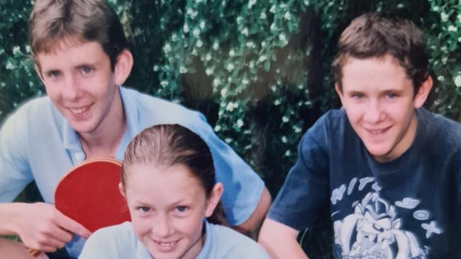 Table tennis player Michelle Bromley as a youngster with her brothers. Pic: Supplied.