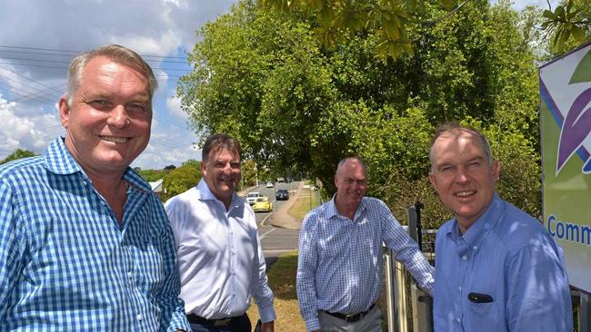 Shadow Emergency Services Minister Lachlan Millar, Shadow Minister for Child Safety and the Prevention of Domestic Violence, Stephen Bennett, Parliamentary Agriculture Committee deputy chair Pat Weir and Gympie MP Tony Perrett, who is Shadow Minister for Agriculture. Picture: Arthur Gorrie