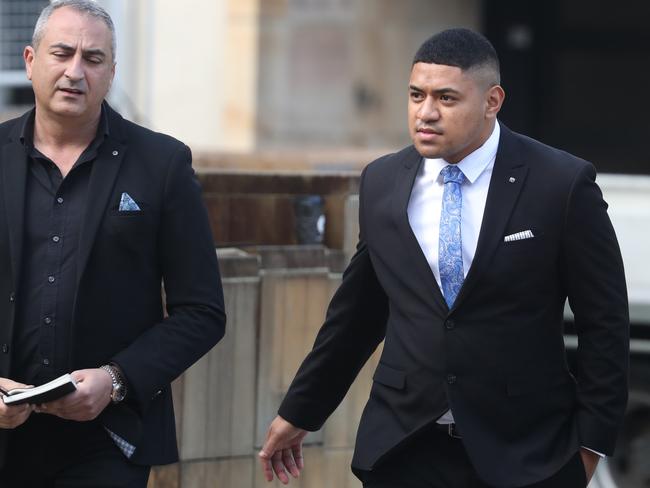 Manase Fainu arrives at Parramatta Court for the start of his trial. Picture: John Grainger