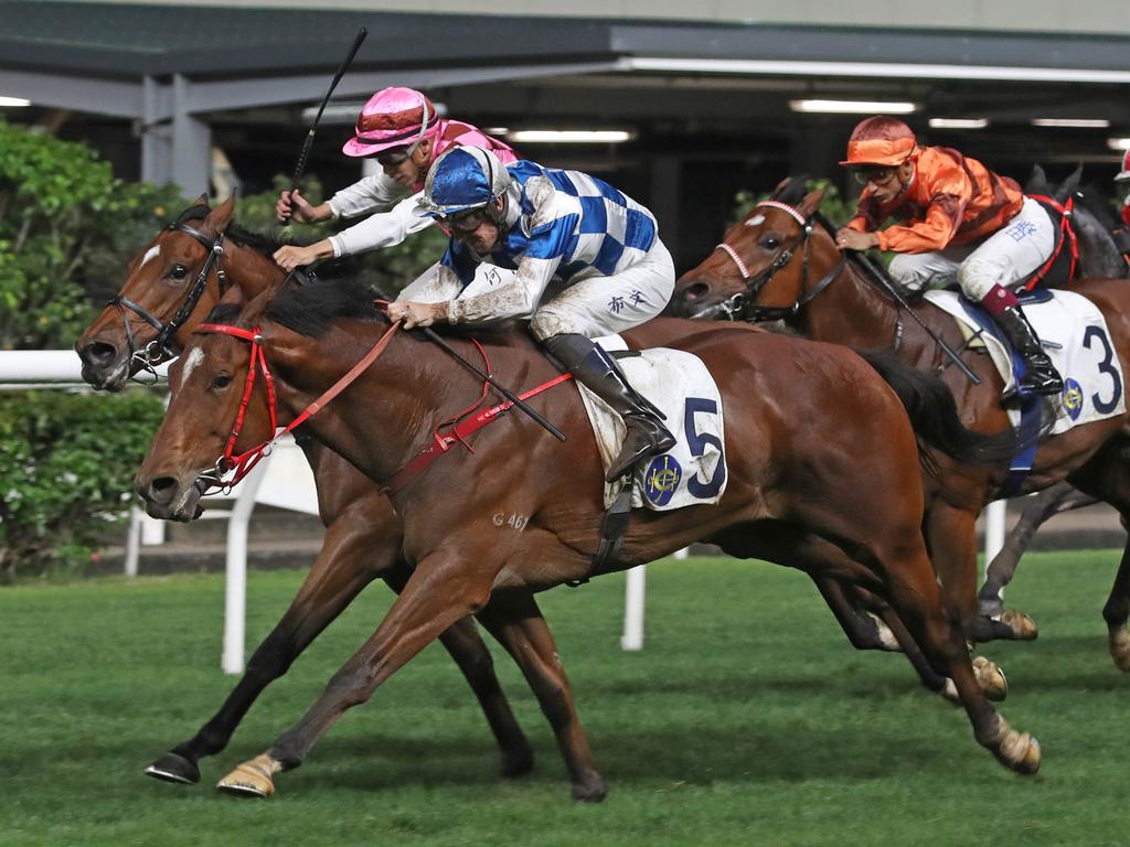 Nordic Dragon lands a third win at Happy Valley under Hugh Bowman. Picture: HKJC