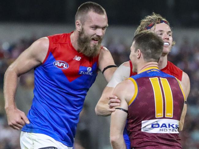 Max Gawn injured his ankle against the Lions. Picture: AAP