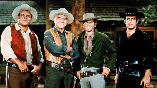 'Bonanza stars Dan Blocker, Lorne Greene, Michael Landon and Purnell Roberts.