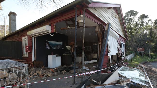 Police have arrested six youths after a stolen Audi ploughed into an Kapi Art Space. Picture: NCA NewsWire / David Crosling