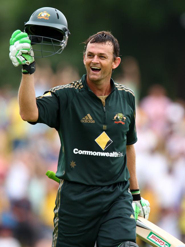 Australia's Adam Gilchrist celebrates claiming his century against Sri Lanka during ODI Australia v Sri Lanka at WACA Ground (Photo by Jon Buckle - PA Images via Getty Images)