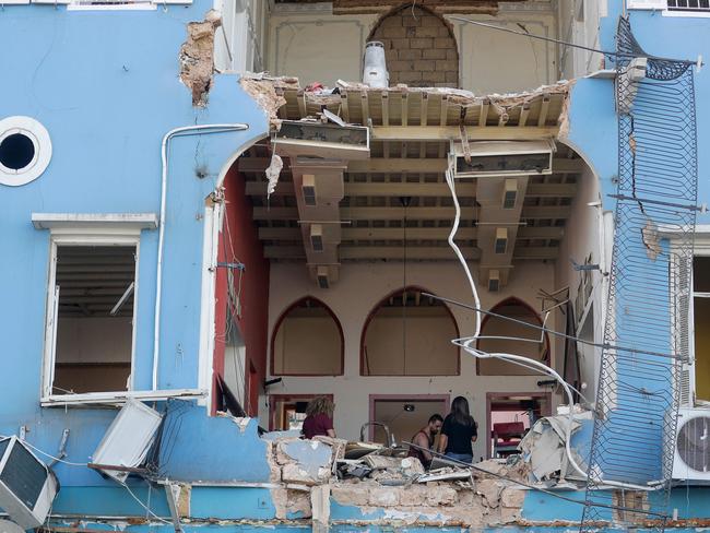 Damage to a home in Lebanon in an area overlooking the destroyed Beirut. Picture: AFP