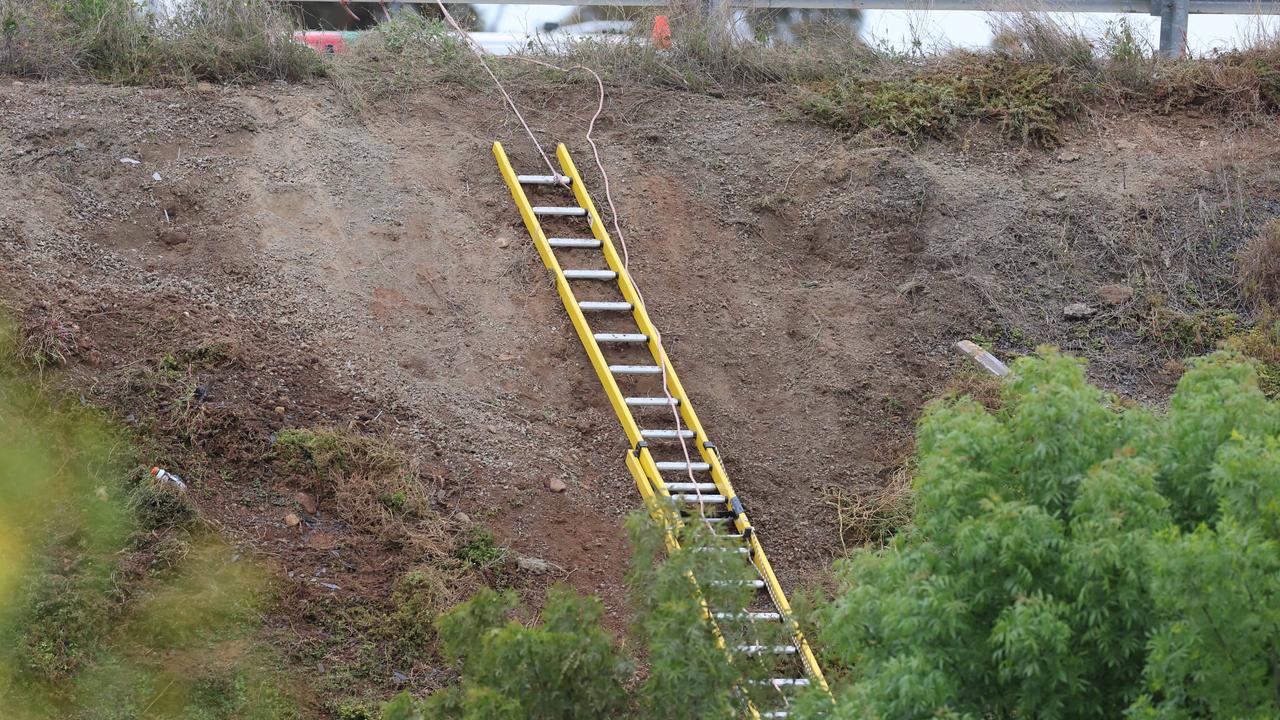 The embankment was so steep that a ladder was required. Picture: Brendan Beckett