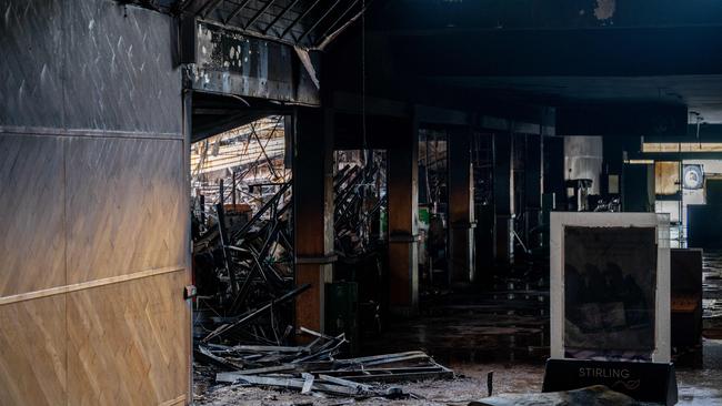 The massive fire has left an almost surreal scene inside the shopping complex. Photo: Naomi Jellicoe