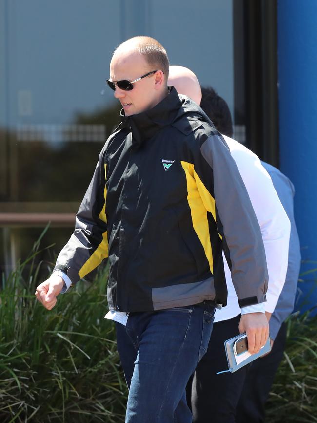 Nathan Ablett arrives at his sister’s funeral. Picture: Alex Coppel