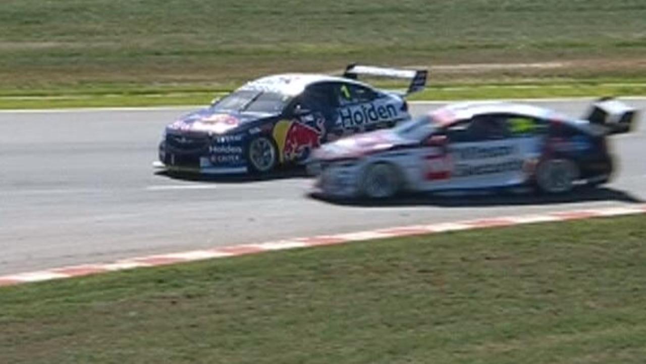 Jamie Whincup avoided penalty over this incident in qualifying.