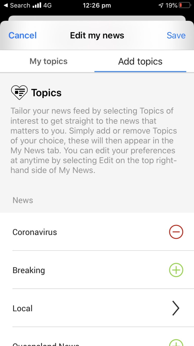 Your choice ... the app allows you to tailor the stories published to your news feed.