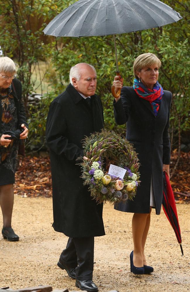 Mr Howard at the 20th commemoration service of the April 2006 Port Arthur shooting massacre that killed 35 people. Mr Howard introduced the National Firearms Agreement, banned semiautomatic rifles, semiautomatic and pump-action shotguns after.