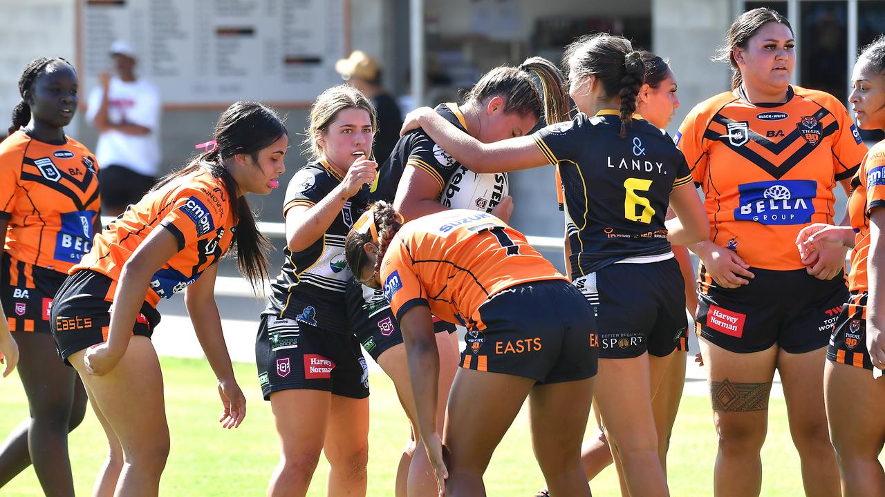 Harvey Norman under 19s girls rugby league match between Brisbane Tigers and Tweed Seagulls. Saturday February 25, 2022. Picture, John Gass