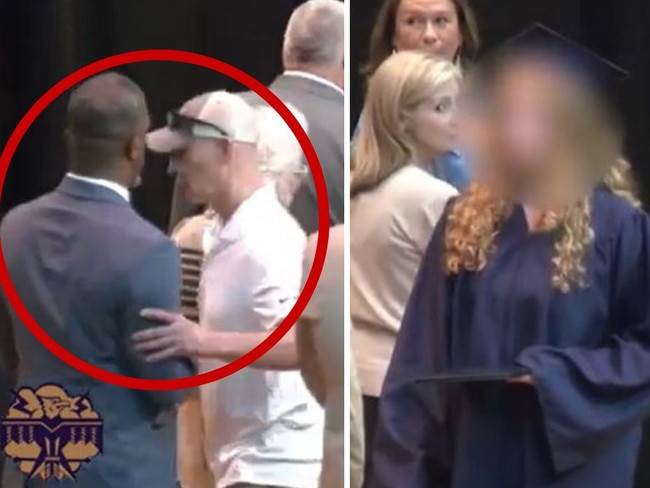 Dad's shock moment at daughter's graduation. Picture: YouTube