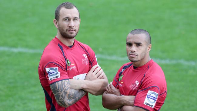 QLD Reds play makers Quade Cooper and Will Genia, before heading off to Christchurch for their Super Rugby final against the Crusaders this weekend.