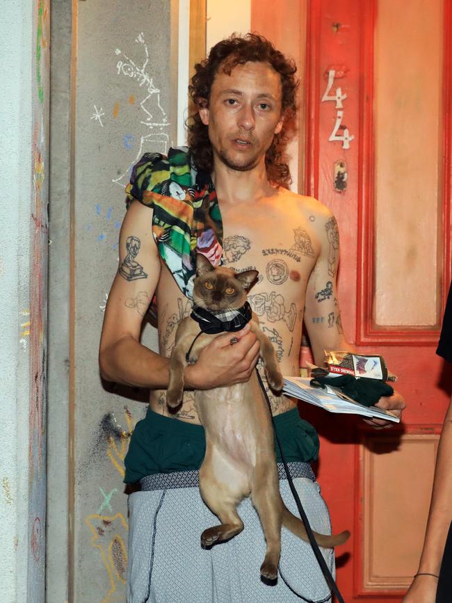 Anthony Lister outside his house in Darlinghurst. Picture: Christian Gilles