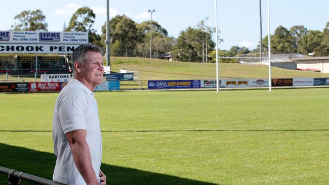 Seagulls legend Gene Miles at Kougari Oval in 2016. Picture: Peter Cronin