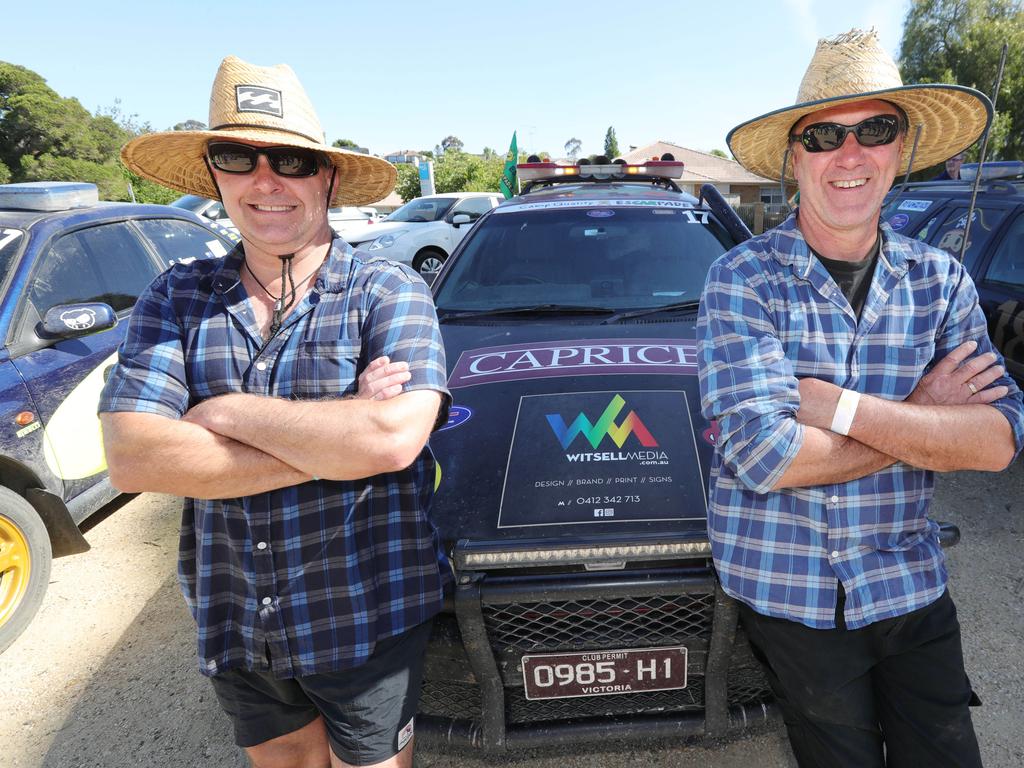 Ross Barry and Jim Hammond driving as ‘&#146;George the farmer’.&#147; Picture: Mark Wilson