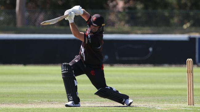 Michael Hill plays a glorious cover drive. Picture: Stuart Milligan