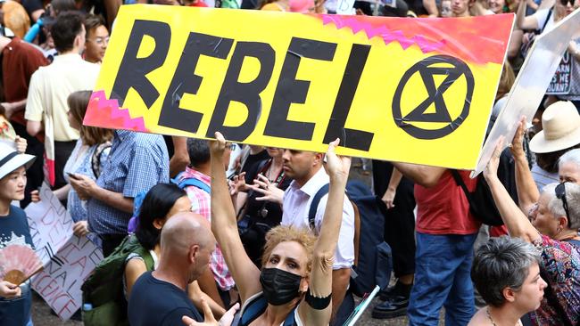 Climate protesters in Sydney’s CBD. Picture: Matrix