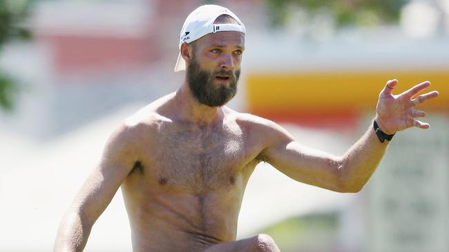 Max Gawn kicks the ball during a Melbourne Demons AFL training session. Pic: Getty Images