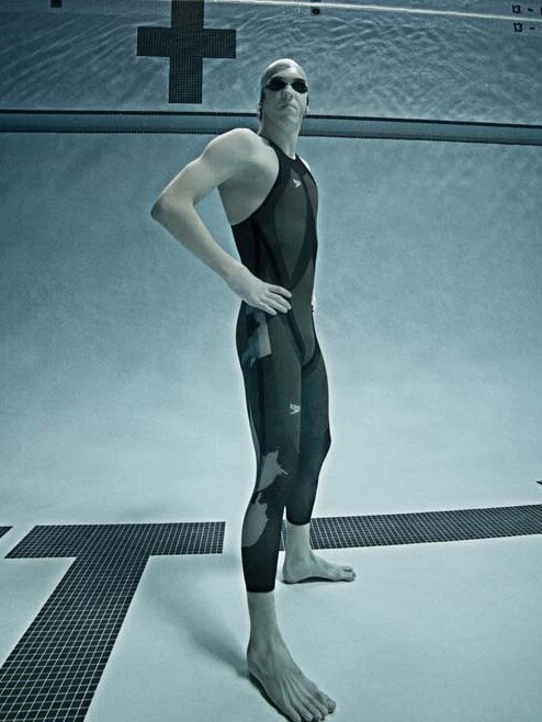 Michael Phelps wearing the Lzr Racer suit.