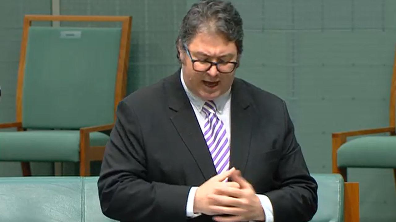 Dawson MP George Christensen has lashed out at wearing masks to protect against Covid-19 in a sitting of parliament, Tuesday, August 10, 2021. Picture: Parliament of Australia