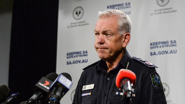 Police Commissioner Grant Stevens at a Covid press conference. Picture: Brenton Edwards