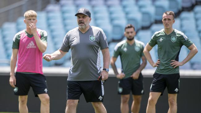 Celtic manager Ange Postecoglou calls the shots during his side’s training session at Accor Stadium. Picture: Bill Murray/SNS Group via Getty Images