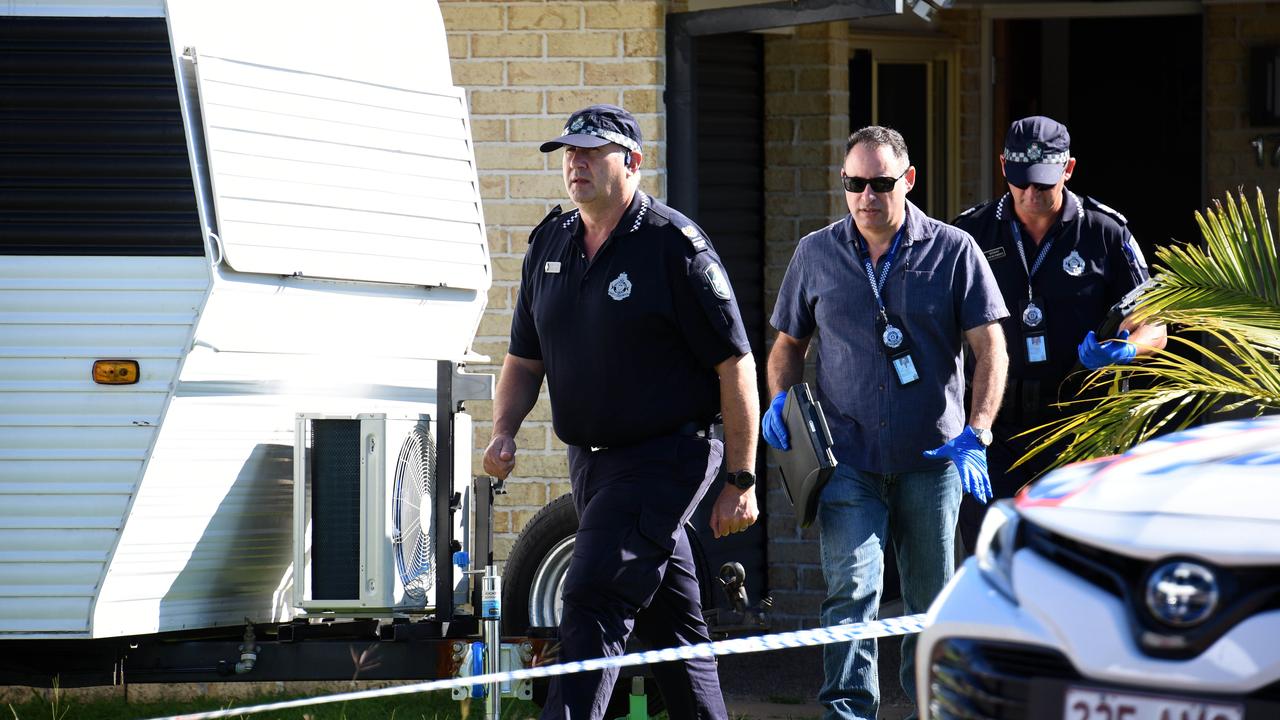 Police at the scene at the Gold Coast home where Kelly Wilkinson’s body was found. Picture: Steve Holland/NewsWire