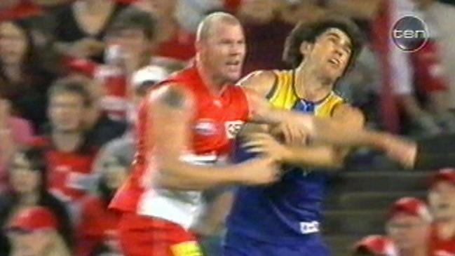 Barry Hall punching Brent Staker screen grab.